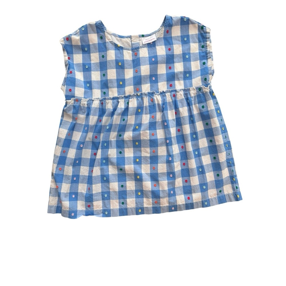 Hanna Andersson 100% Cotton Top Gingham Blue & White Girls‎ Size CM 150 US 12